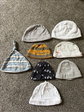 Lot of 8 Baby Beanie Hat  - Janie and Jack, Tahari, Gerber, Carters